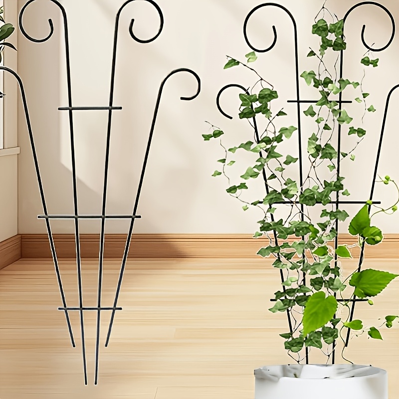TEMU 2pcs Wavy Black Trellis, Suitable For Indoor And Outdoor Climbing Plants, Garden Trellis, Suitable For Indoor Plants, Flowers, Vines, Ivy