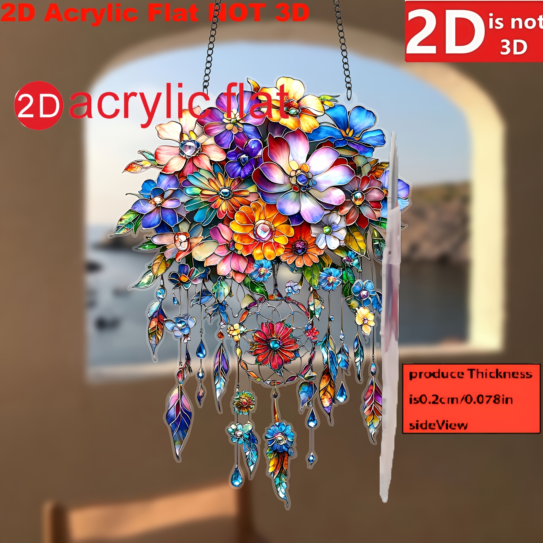 TEMU 2d Flat Chimes And Sunlight Catchers Decor, Suitable For Windows, Doorways, , Home Decoration Gift,