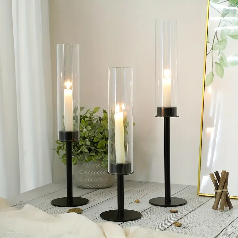 schwarze kerzenleuchter hurricane kerzenhalter 6er set