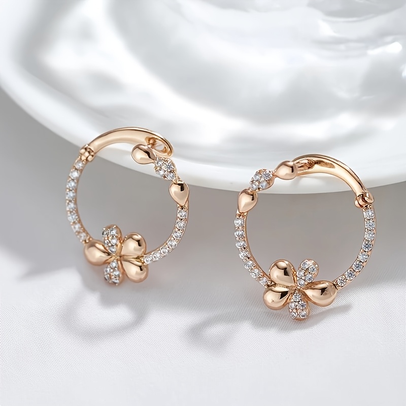 Women's Elegant Floral Hoop Earrings for Weddings and Parties
