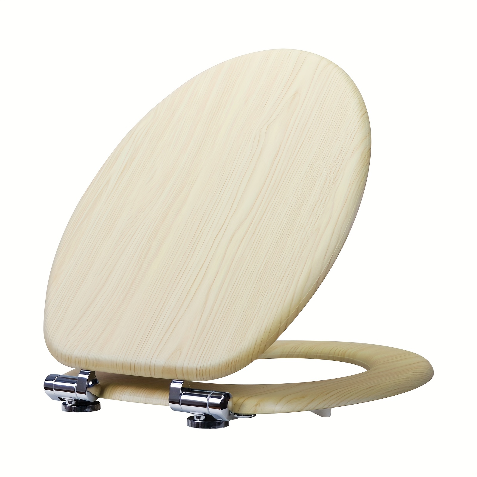 Image of 1pc, Universal Wooden Toilet Seat Cover, European Standard Size, Mdf Water Lid, , , Stabilizing Hangers, Non-woven Fabric, No Electricity Required