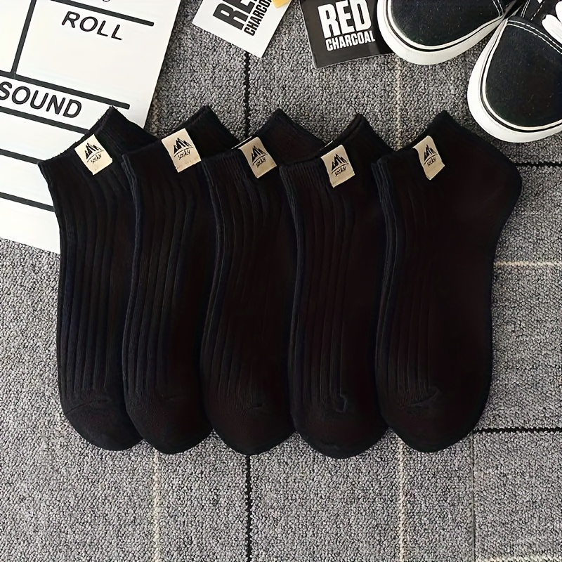 5 Pairs Unisex Snow-capped Socks - Soft Comfortable Invisible Everyday Socks, Solid Color, Machine Washable, Durable For , Fluffy Socks, Everyday Wear, Classic Crew Sock, Smooth Texture Sock