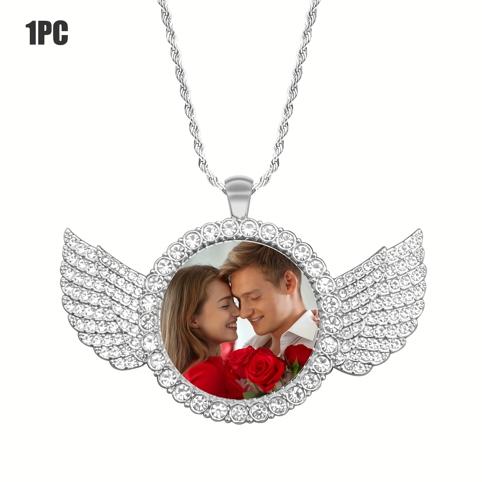 TEMU Customized Necklaces, Customized Wing Necklaces, Hip-hop Style Personalized Customized Necklaces, Customized Photo Commemorative Gifts, Suitable