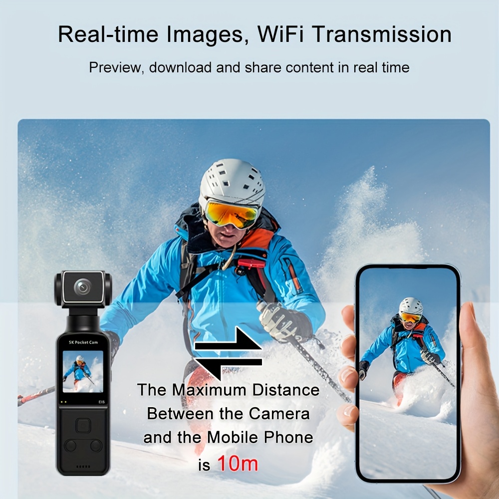 1pc Portable 5K Action Camera with 3.38cm Screen, Equipped with a Lens That Can Be Manually Rotated 270 ° Horizontally, Portable Camera Built-In 1000Mah Battery, Lightweight Design for Vlogging, USB Rechargeable, Handheld Pocket Action Camera