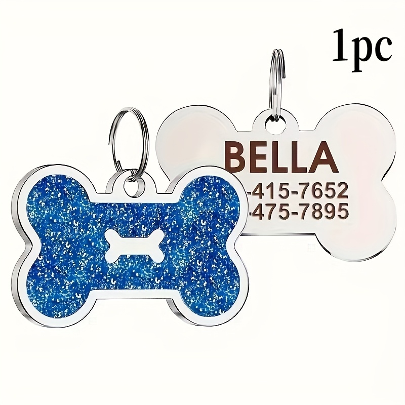 TEMU 1pc Personalized Dog Id Tag - Engraved Name, Phone Number & Birthday - Metal Bone-shaped Pet Tag For Small And Medium Dogs