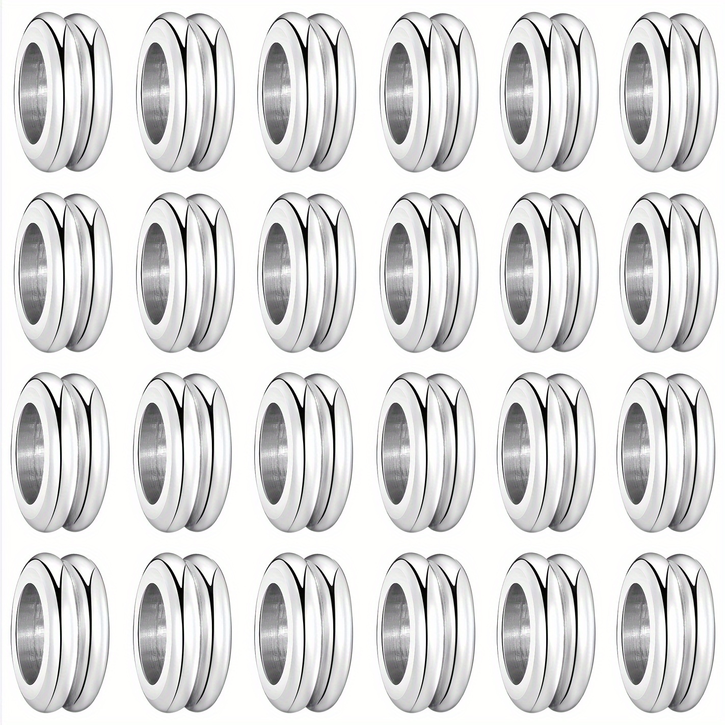 

80pcs Stainless Steel Grooved Spacer Beads For Making Accessories