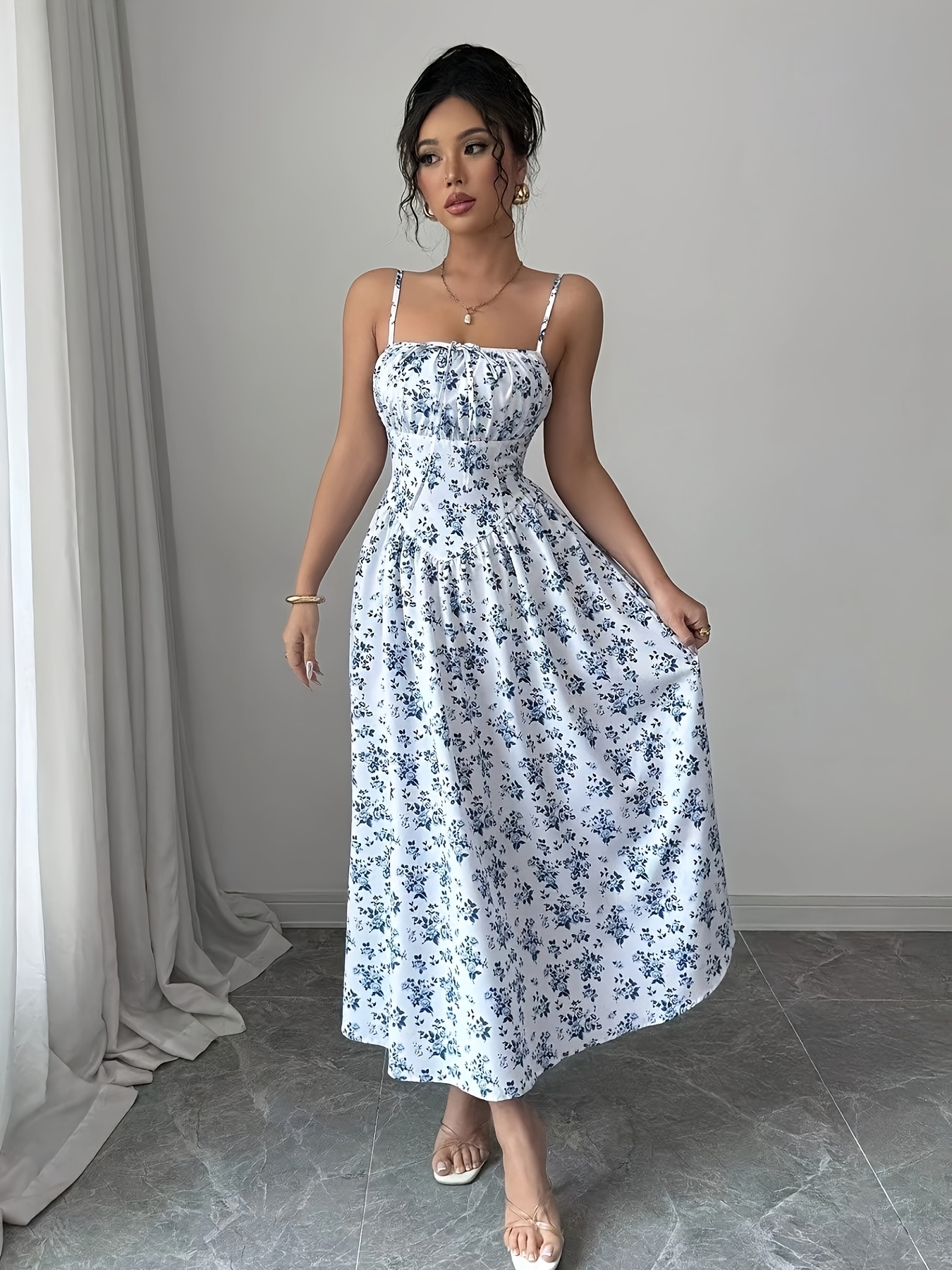 floral print tie maxi dress women vacation beachwear - Temu Ghana