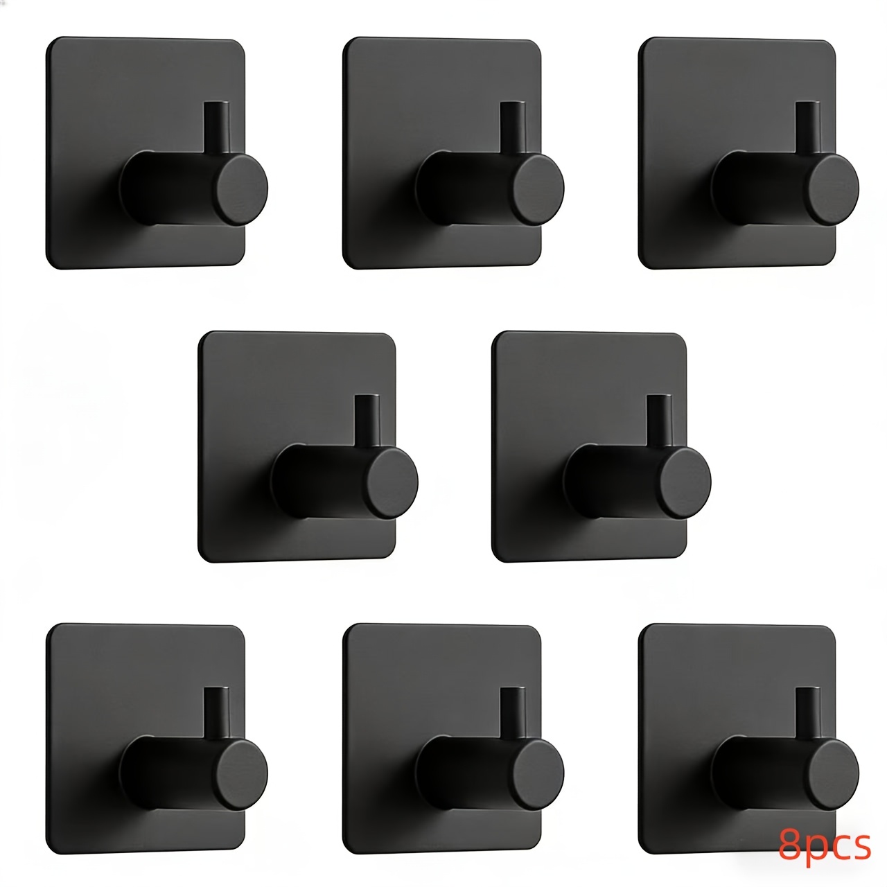 TEMU 8 Ganchos de Plástico Sin Taladro Ligeros para Colgar Ropa Llaves Toallas Esponja de Ducha Perfectos para Cocina Baño Sala Negro , Ganchos