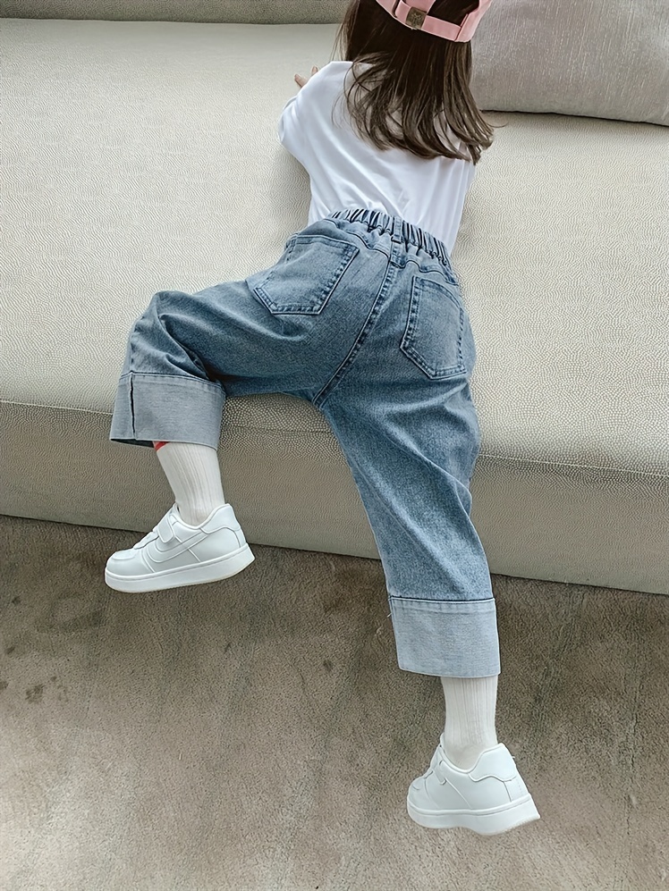 vaqueros regulares pierna dobladillo enrollado chicas Temu Colombia