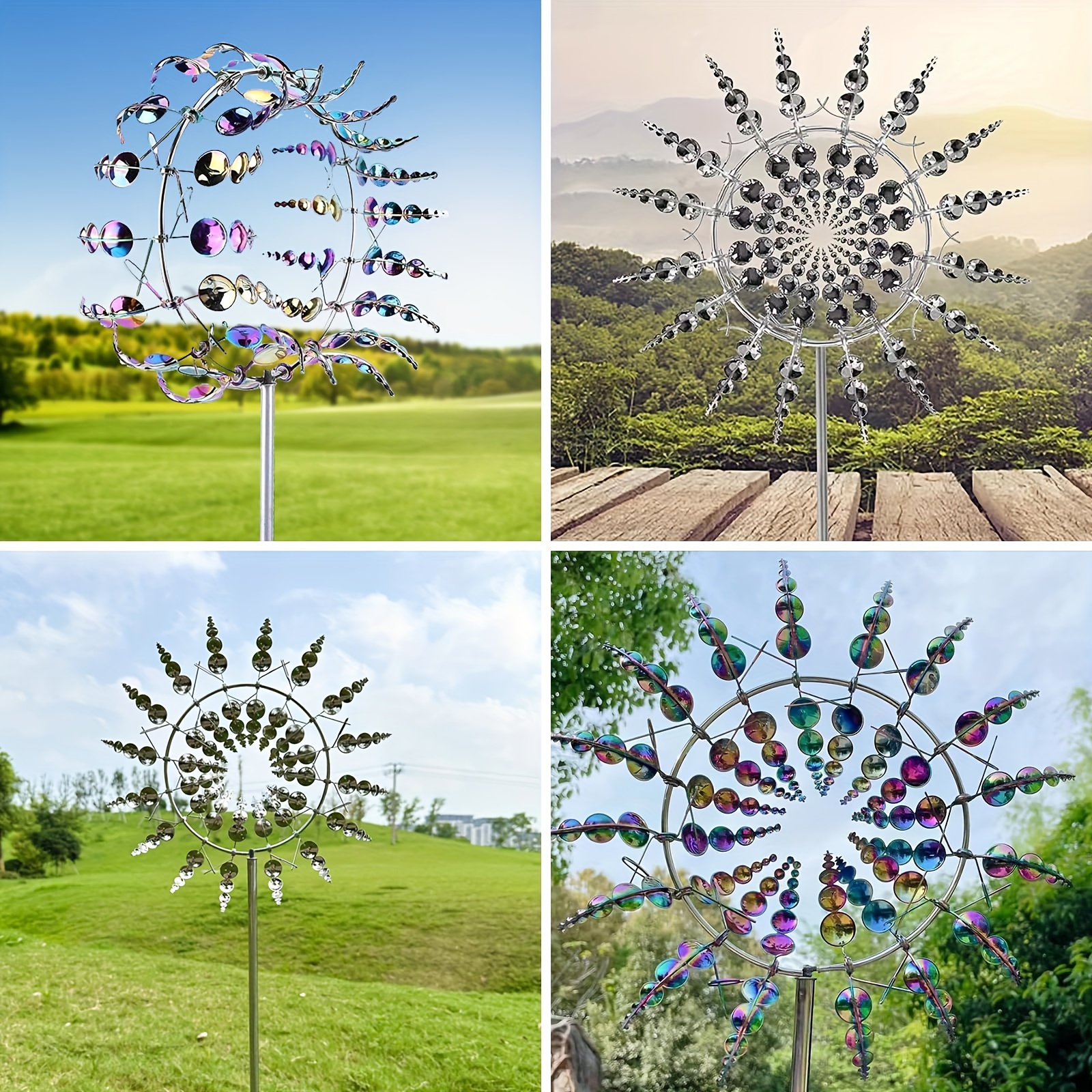 Tin Dreams Windrad Für Garten & Terrasse – Blaue Metall-Windmühle Mit Hypnotischer Drehung | 139 Cm