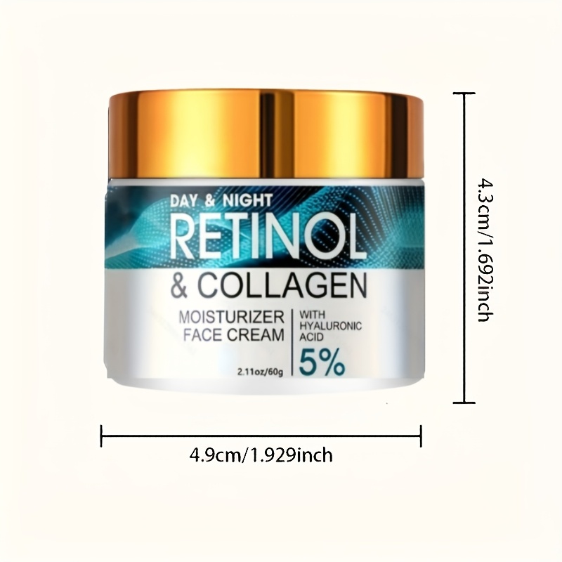 Image of 60g Retinol Moisturizing Cream, Containing Collagen, Hyaluronic Acid, Vitamin C And E, For Dry Skin Elasticity, A Moisturizing Cream Suitable For Men And Women