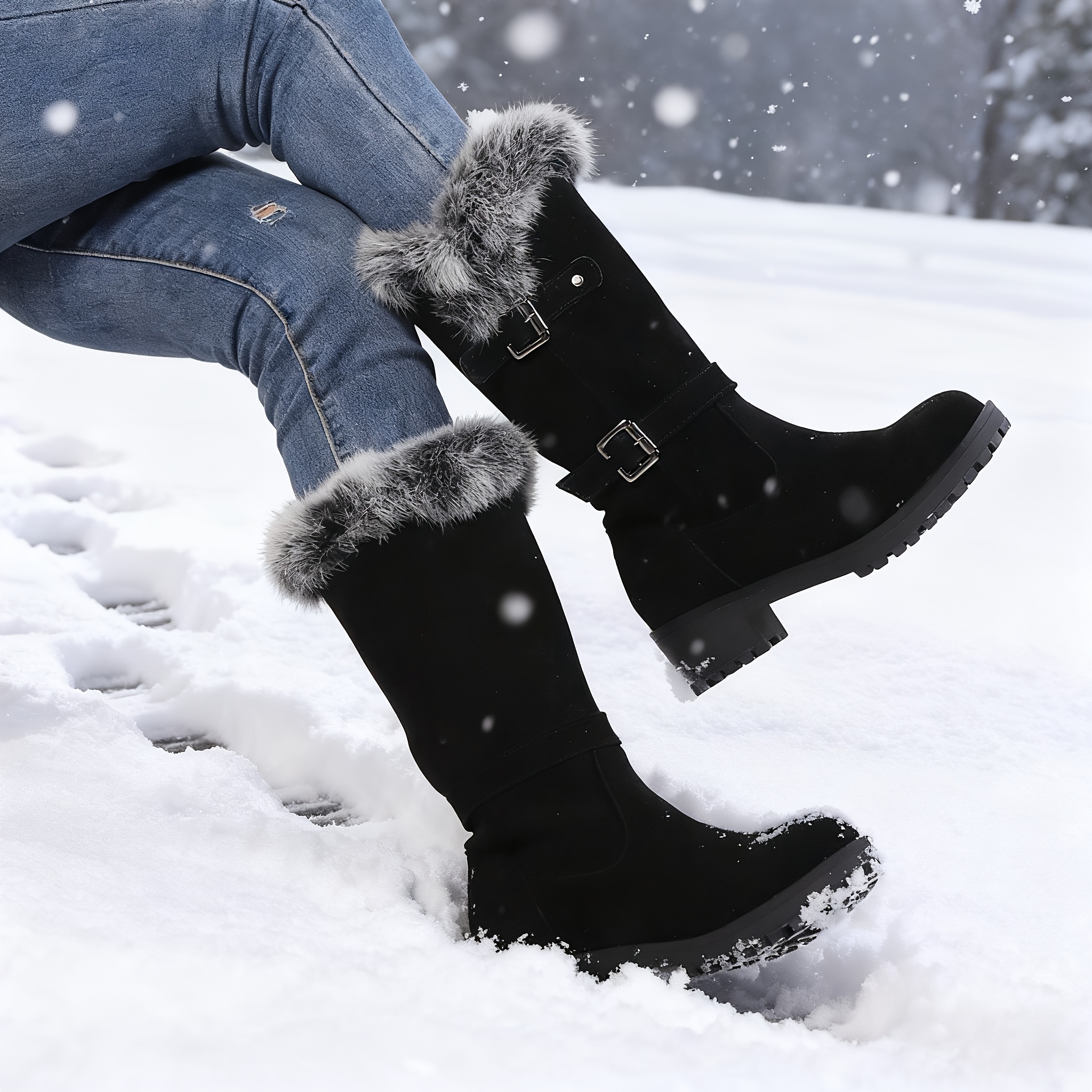 botas caña mujer forro polar plataforma Temu Chile