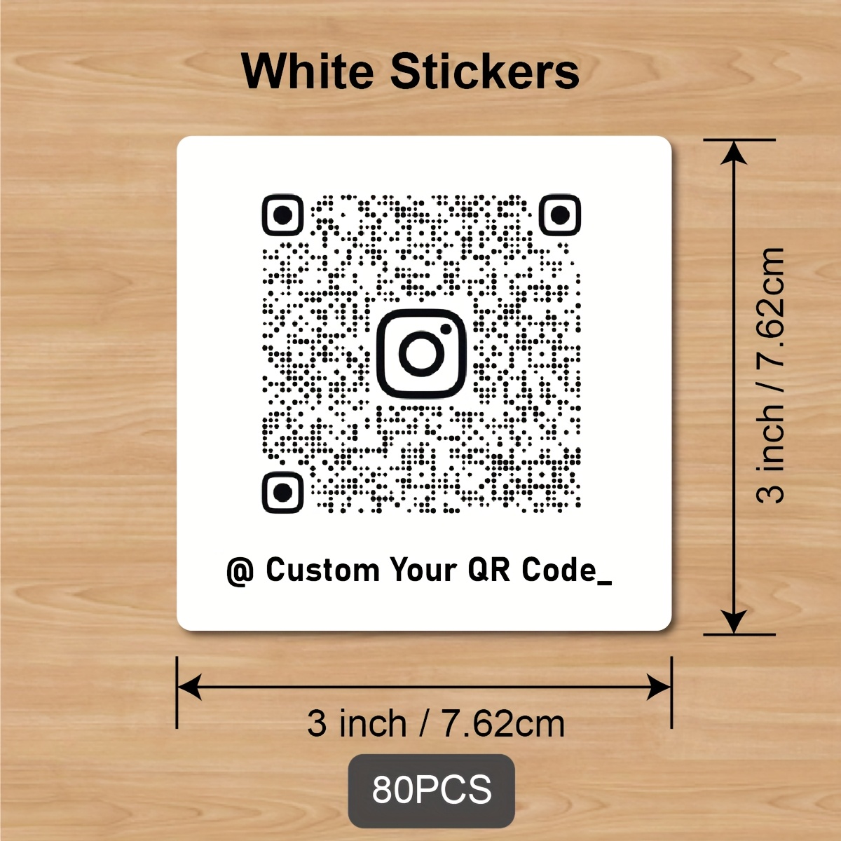 E-shop 80 Stk. Anpassbare QR-Code-Aufkleber - 2"/3" Quadratisch, Wasserdichte Etiketten mit Ihrem Logo für Geschäft & Markenbildung, Markeaufkleber,