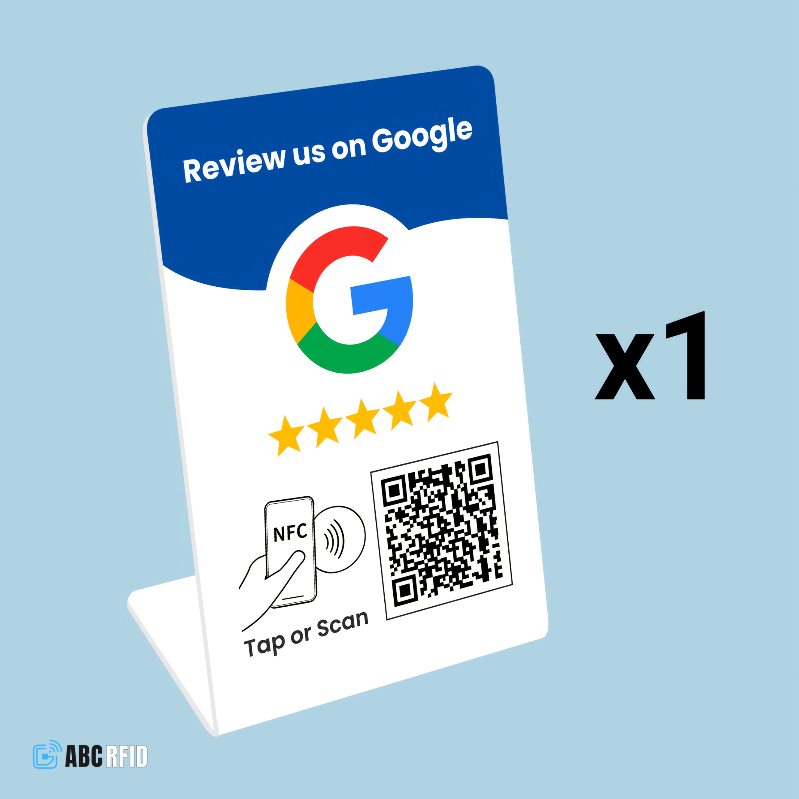 TEMU Présentoir NFC à tapoter et code QR "Suivez-", support d'évaluation pour Google, configuration facile avec des d'évaluation, parfait pour les