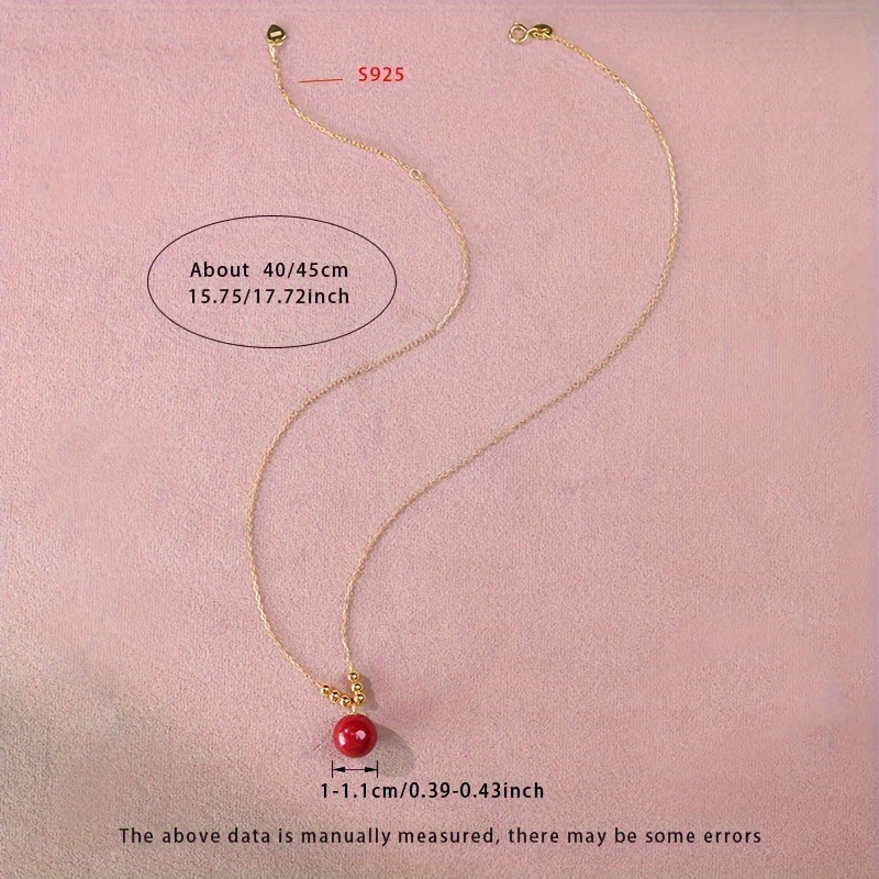 Red Cinnabar Necklace with Stylish S925 Silver Pendant