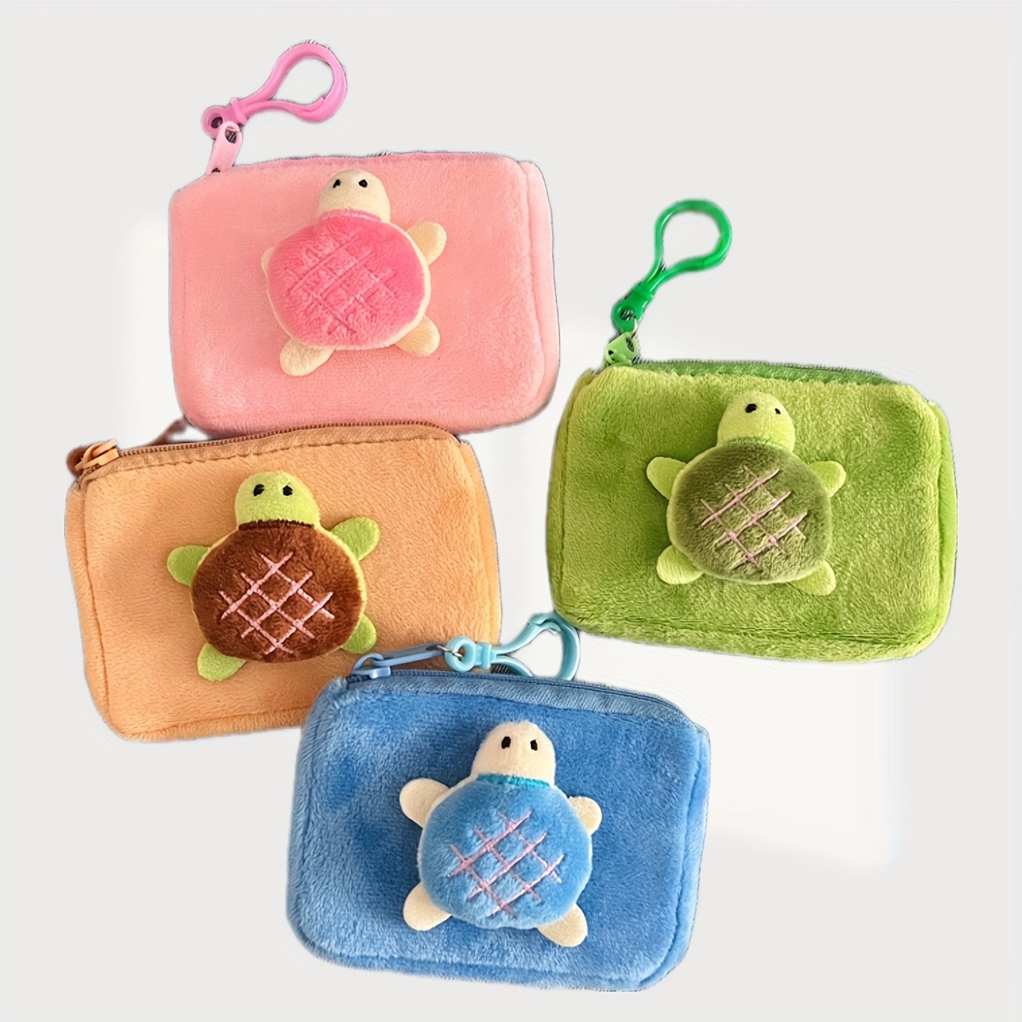 

Turtle Plush Coin Purse, Hand-washable, Fashionable Polyester Wallet With Keychain & Earbud Holder