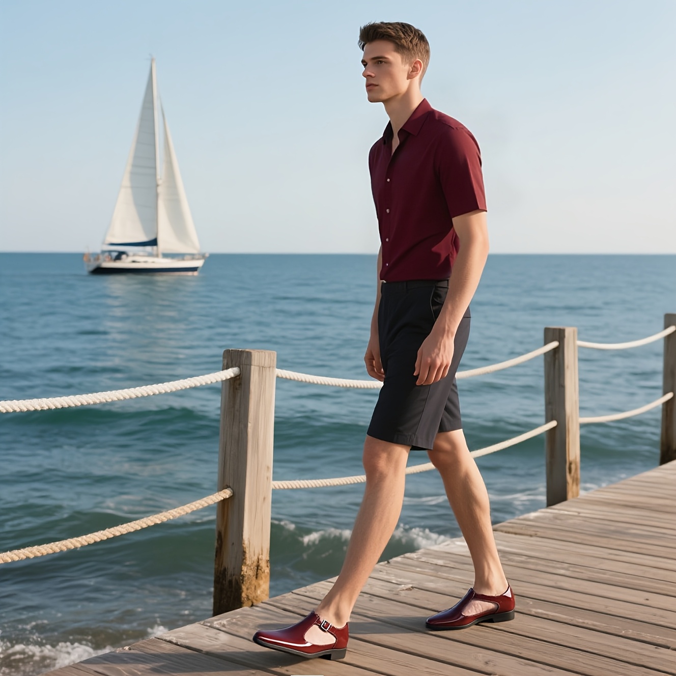 Men's Glossy Patent Dress Shoes with Breathable Cut-Out Design - Slip-On Closure, Comfortable Rubber Sole & PU Lining - Black Low-Top Formal & Casual Footwear