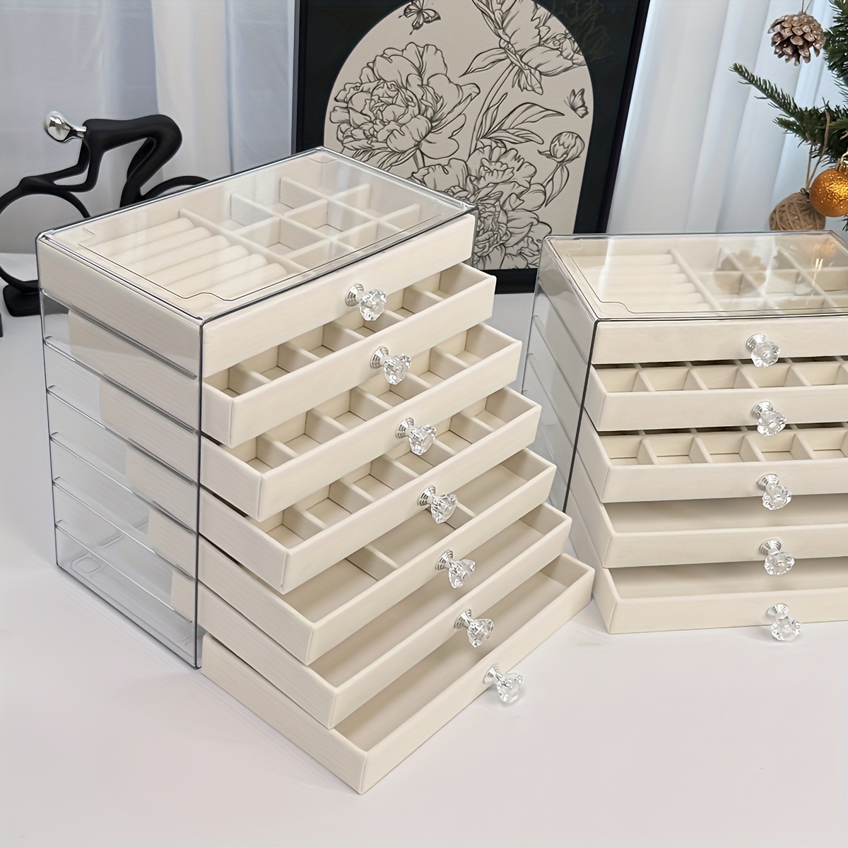 item picture large capacity clear plastic jewelry box with magnetic closure multi tier organizer with compartments durable plastic storage box for necklaces bracelets jewelry boxes jewelry organizer storage jewelry box jewelry organizer