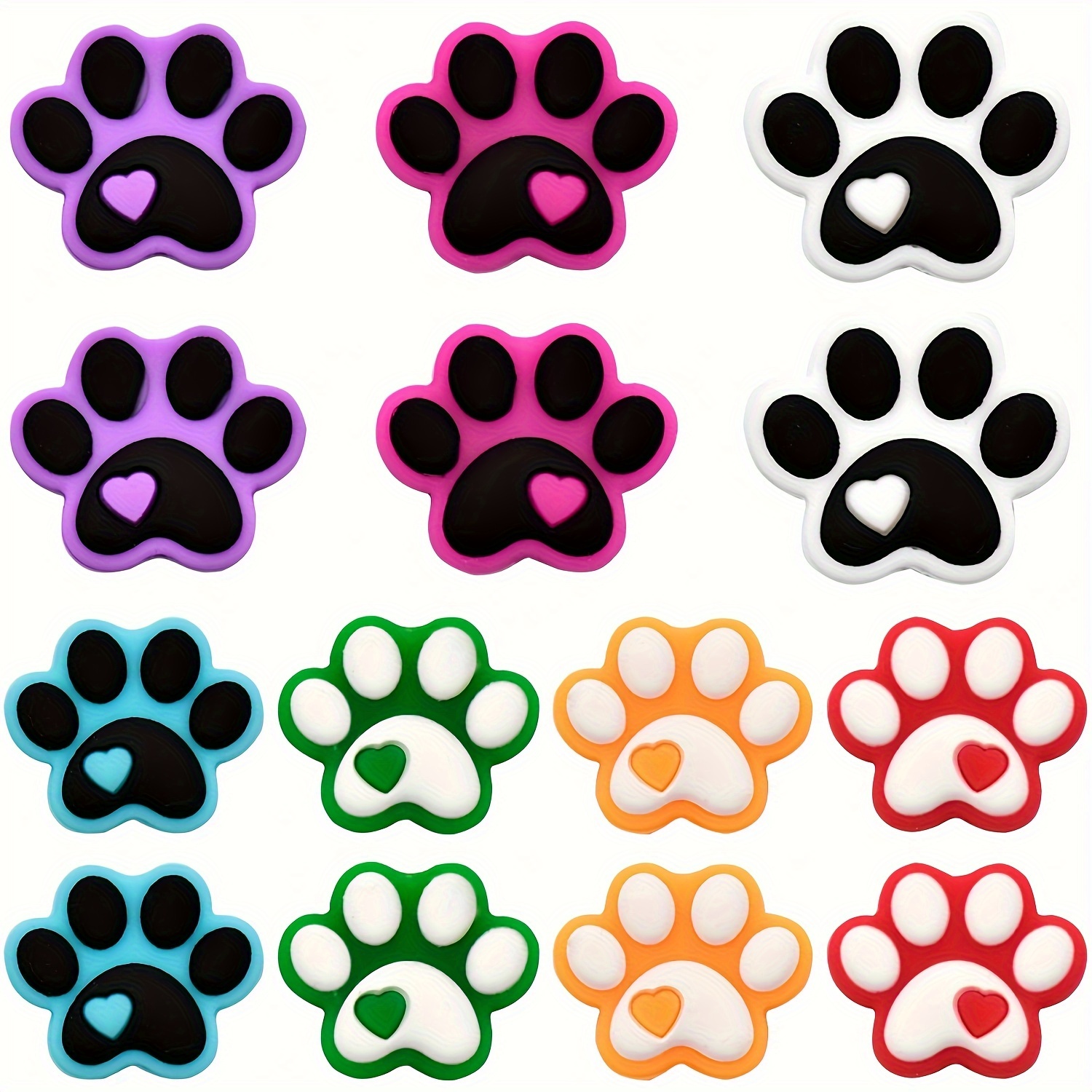 

5/7/14pcs Cat Dog Paw Silicone Bulk Beads For Jewelry Making Diy Beaded Pens Decors Creative Key Bag Charms Handmade Craft Supplies