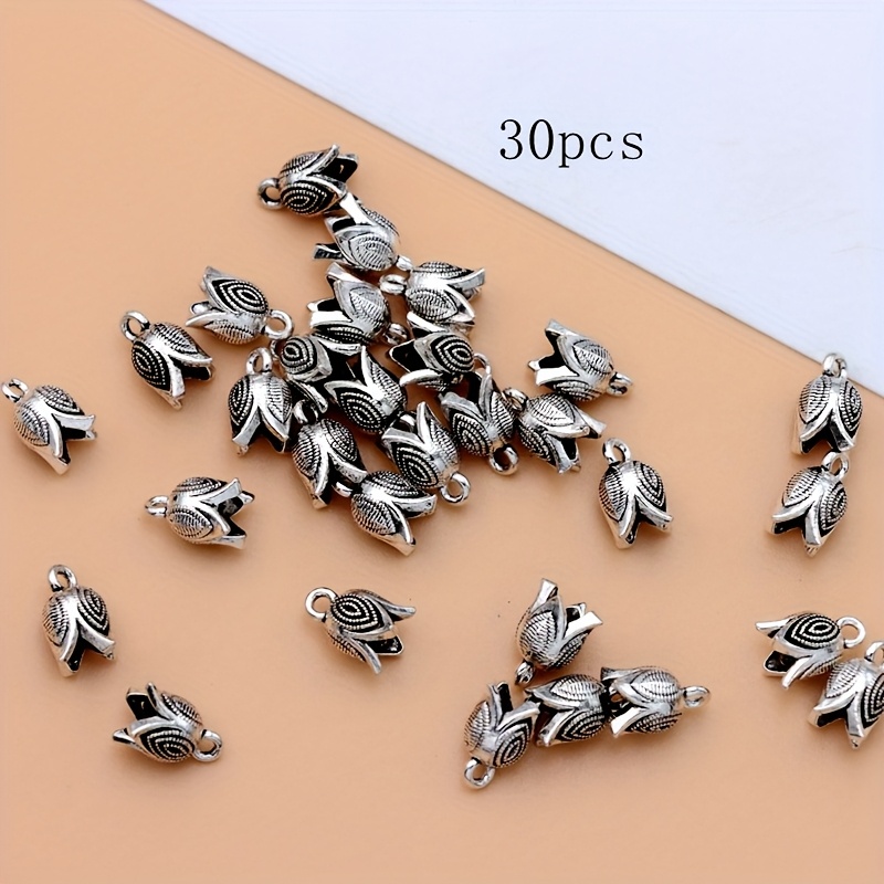 30pcs Flower Charm Pendant Flower Charms Antique Silvery Plated Small Business Supplies Alloy Plated Flower Pendant Charms Making Necklace/earrings Pendant For