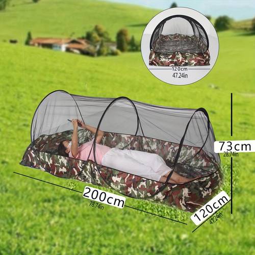 1pc camouflage portable mosquito net tent lightweight foldable design with zipper closure durable polyester for outdoor camping hiking travel protection mosquito net for bed
