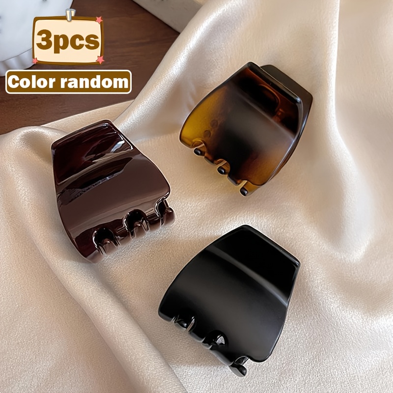 TEMU 3pcs Women's High Ponytail Fluffy Hair Clips, Fashionable Non-slip Hair Claw Clips, Suitable For Daily , For Fine, Soft, And Long Hair, Random