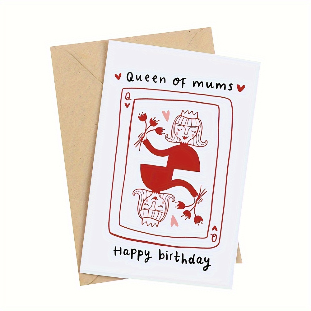 

1 carte de vœu d'anniversaire pour Maman - Reine des Mums, de carte à jouer, meilleurs vœux d'anniversaire pour Maman avec enveloppe