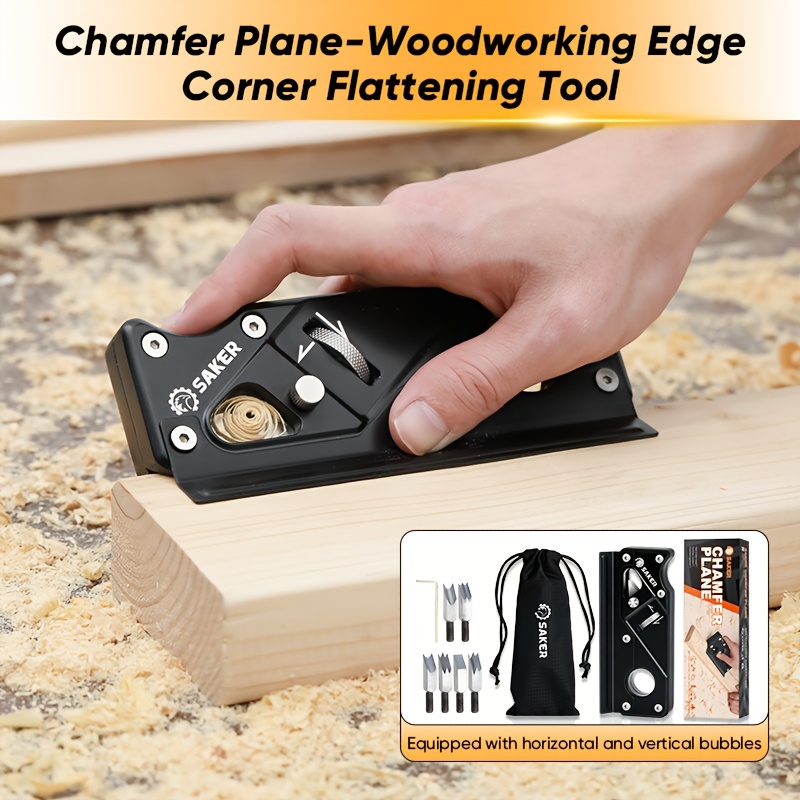 

Saker Plane-woodworking Corner Flattening Tool With Auxiliary Locator, Hand Chamfering Planer Suitable For Quick Trimming Of Wood, Christmas Thanksgiving Gifts (combination -6 Cutter Heads, Black)