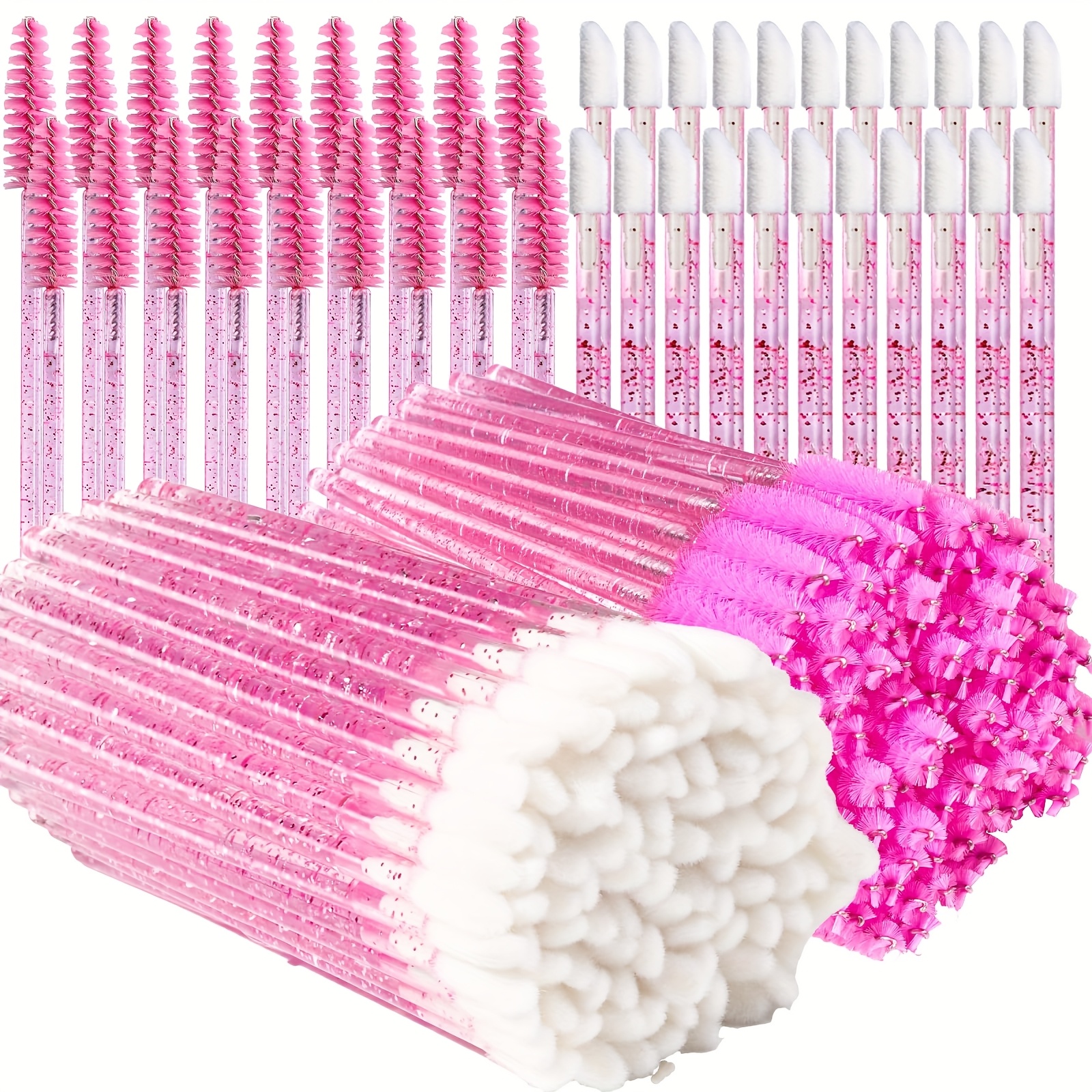 100pcs Eyelash Extension Brushes, Dual-ended Mascara Applicator And Lip Applicator, Pink Makeup Brushes For Eyebrows, Lips, And Lashes