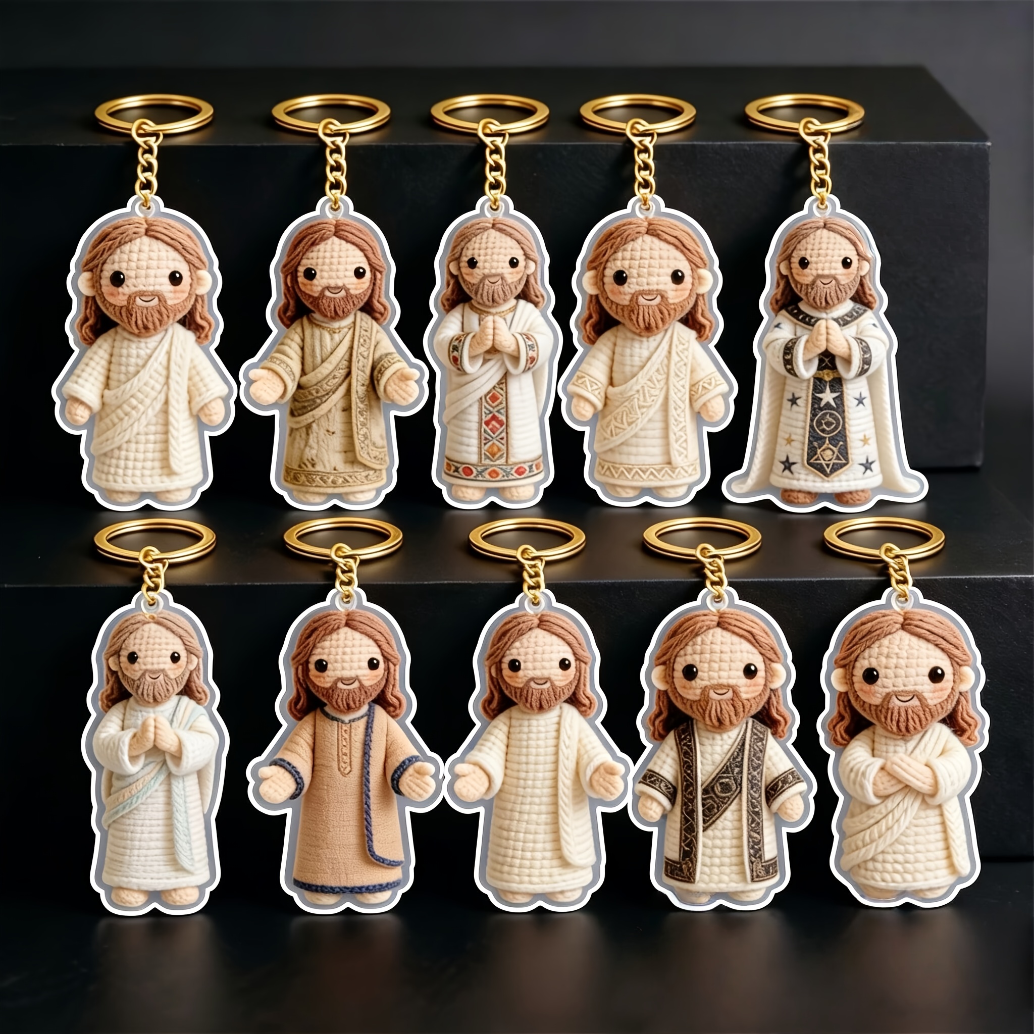 TEMU 2d Flat - 10pcs Keychain Set, 2d Flat Backpack Charm, Souvenir Gift, Car Keyring, Unisex Couple Pendant, Best Gift For , Suitable For Daily Use,