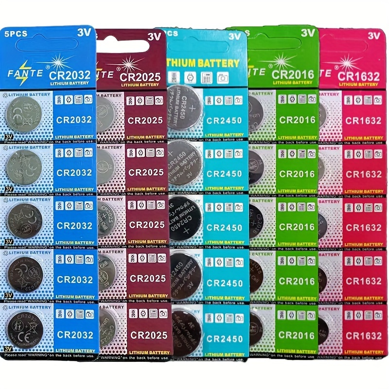 

-size 20 Pcs 3v Batteries, Cr1632 Cr2016 Cr2025 Cr2032 Cr2450 For Electronic Devices That