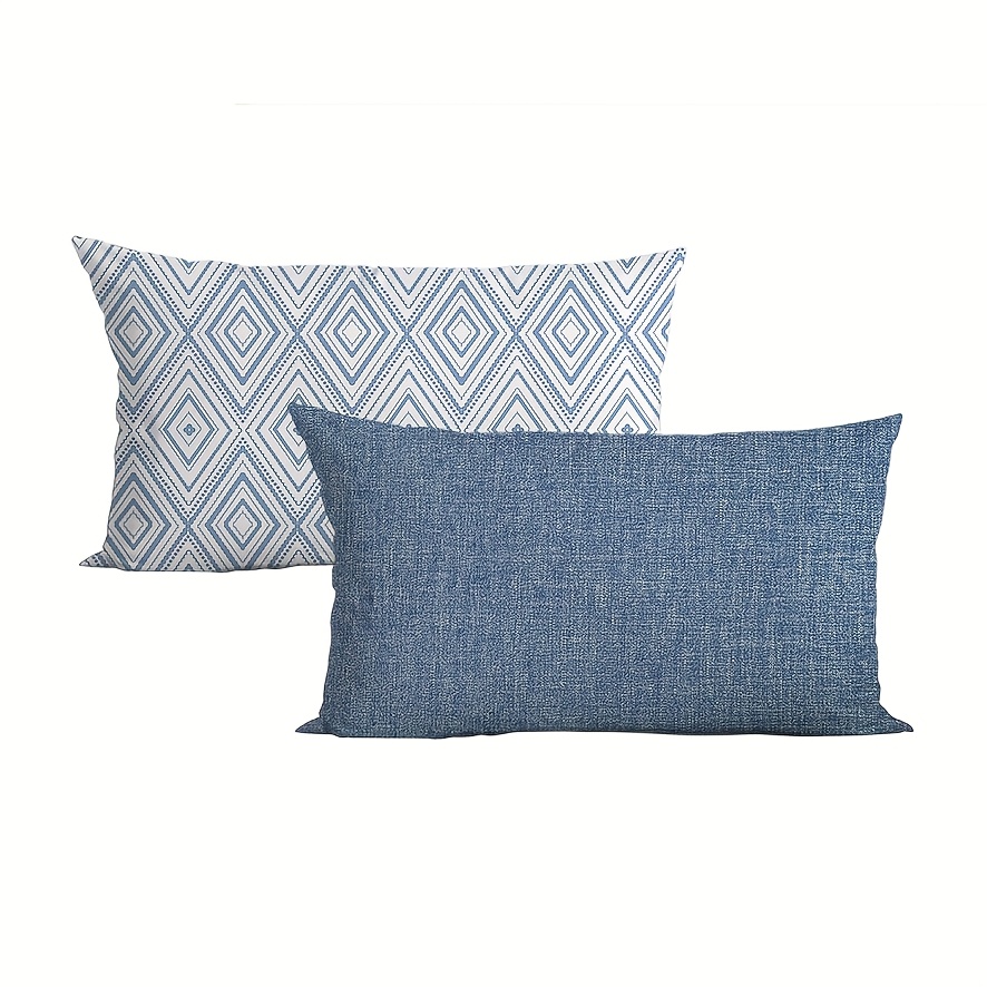 TEMU 2pcs Bohemian Geometric Pattern Throw Pillow Covers - Blue, Blue, Home Sofa Decor, Home Decor, Room Decor, Office Decor, Living Room Decor, - No
