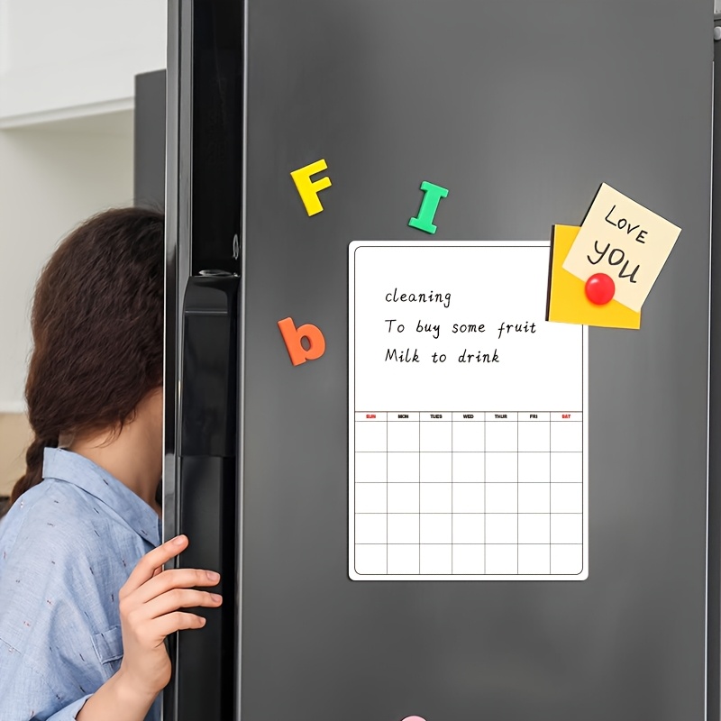 

Magnetic Dry Erase Planner With Pen, Reusable Message Board, , Soft Whiteboard, Fridge Magnet, Clean, Removable, Pet Material, Fridge Calendar Magnet