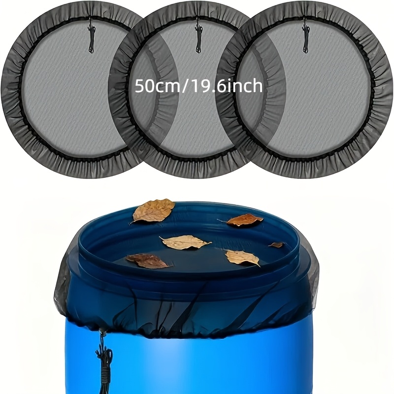 3pcs, Mesh Cover For Rain Barrels - Rain Netting With Drawstring, Water Collection Buckets Tank Protector Screen For Preventing Fallen Leaves In Outdoor Garden