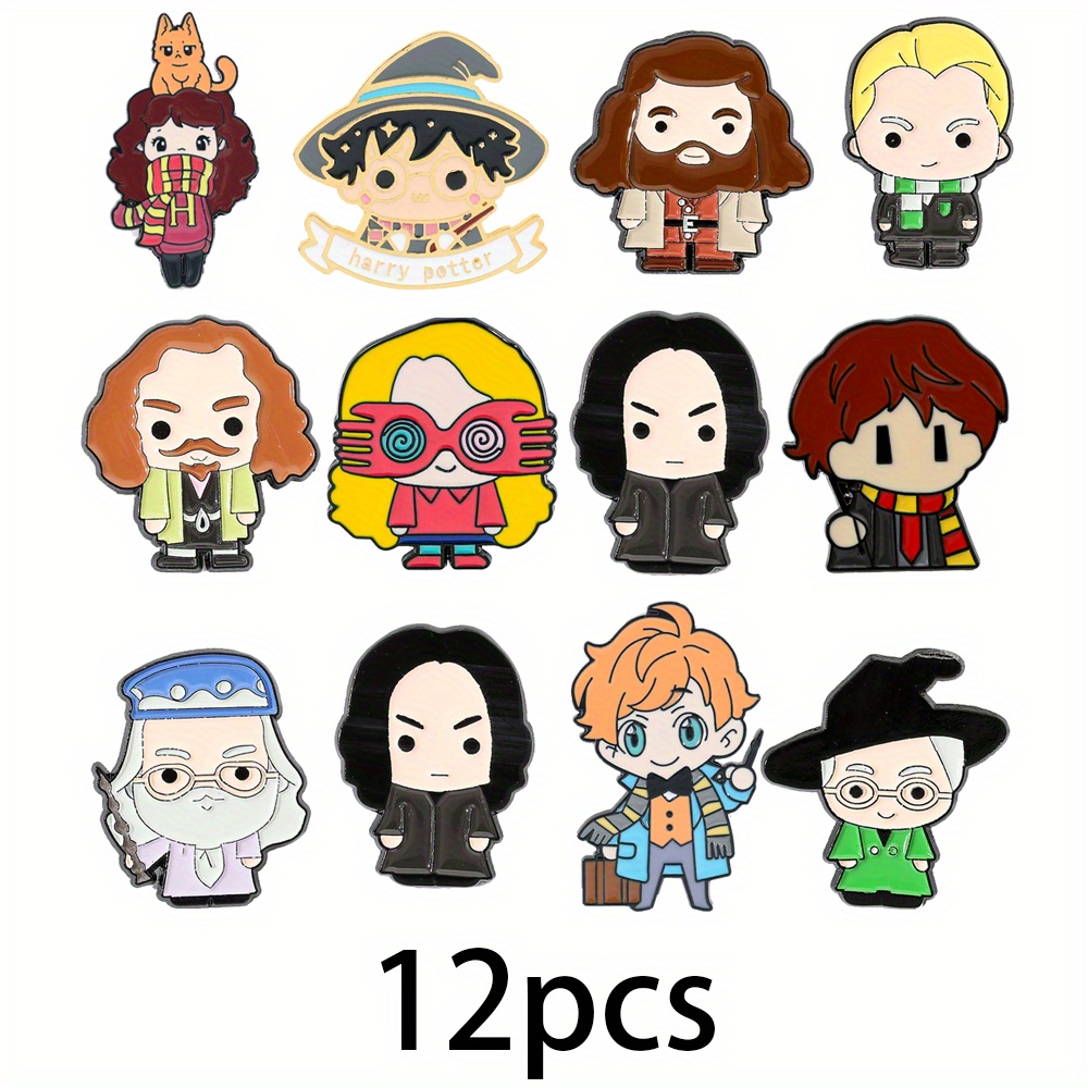 TEMU 12 Spille Smaltate Animati Anime, Creativa Harry Potter, Accessori per e Abbigliamento, Distintivi in Metallo, Idea Regalo per