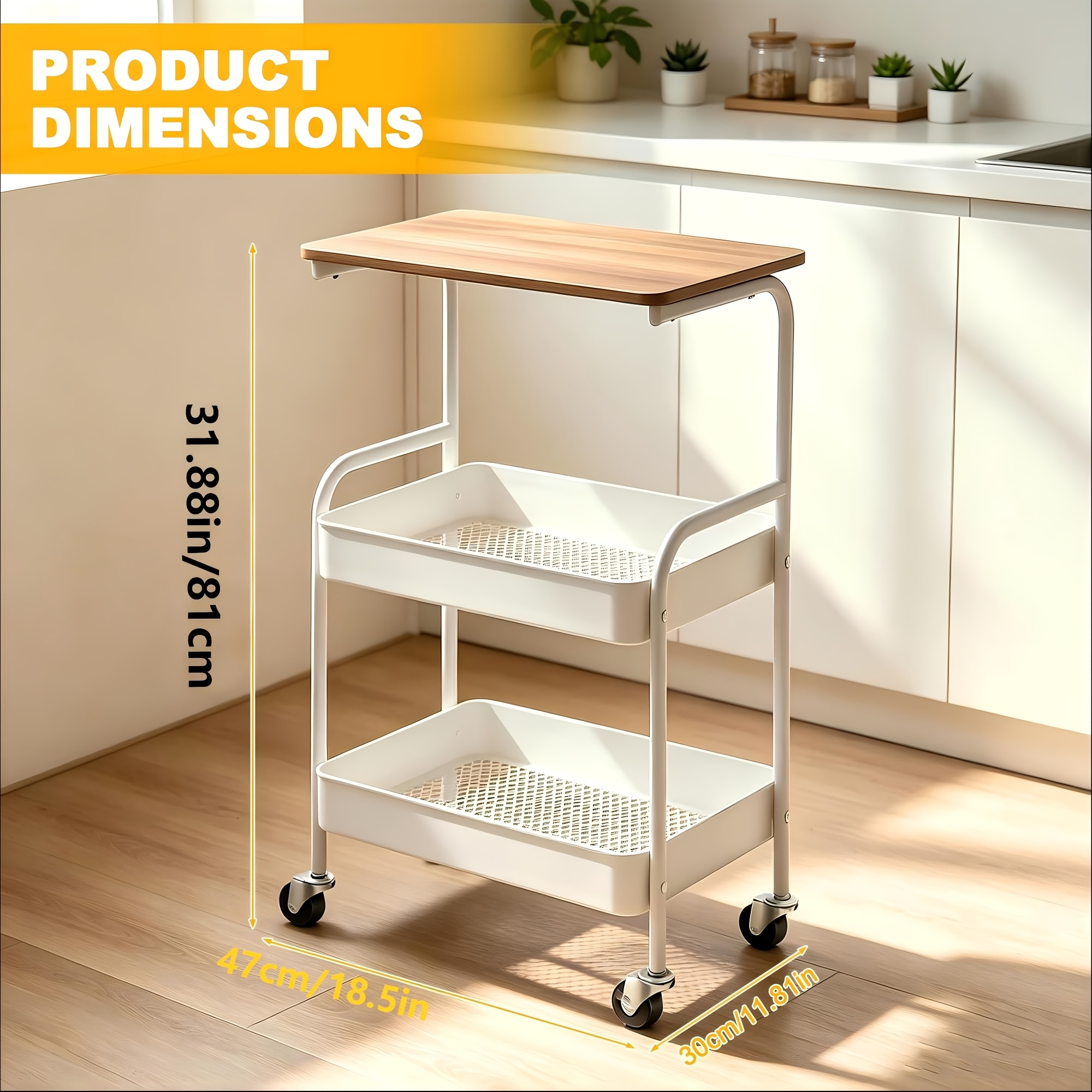 Image of Removable Trolley, With A Sturdy And Portable Wheels. It Features A Large-capacity Design, Suitable For Storage And Organization In Spaces Such As Bedrooms, Kitchens, And Bathrooms