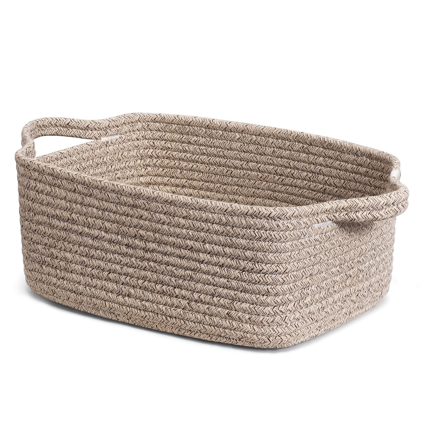 TEMU 1pc Gift Storage Basket, Cute Woven Basket With Handles, Small Decorative Woven Basket For Bathroom, 13 X 9.75 X 5 Inches, For Home Storage And