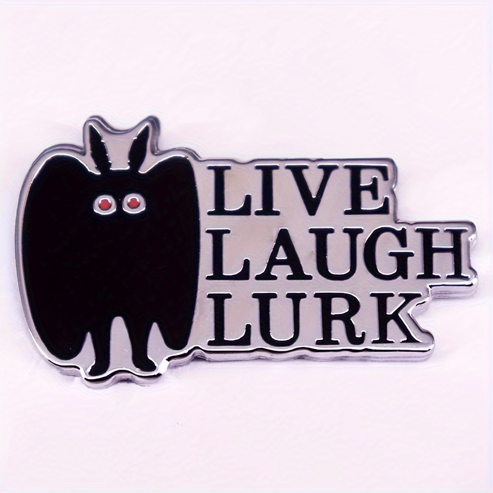 

1pc 'live Laugh ' Mothman Pin For Men, Halloween Metal , Fun Decoration For Hat Clothes