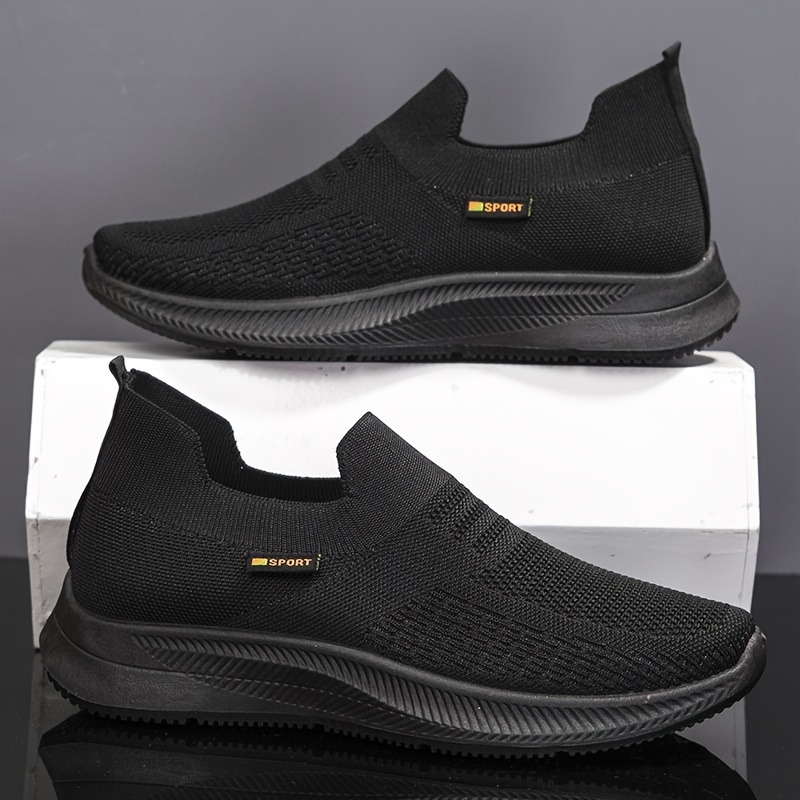 1-Pair ADO STAP Men's Breathable Slip-On Sneakers - Lightweight Woven Knit Loafers Suitable for Daily Wear, Light Sports & Semi-Formal Occasions - Low-Top Shoe with Cushioned PVC Sole, Minimalist Casual Shoes (No Laces)