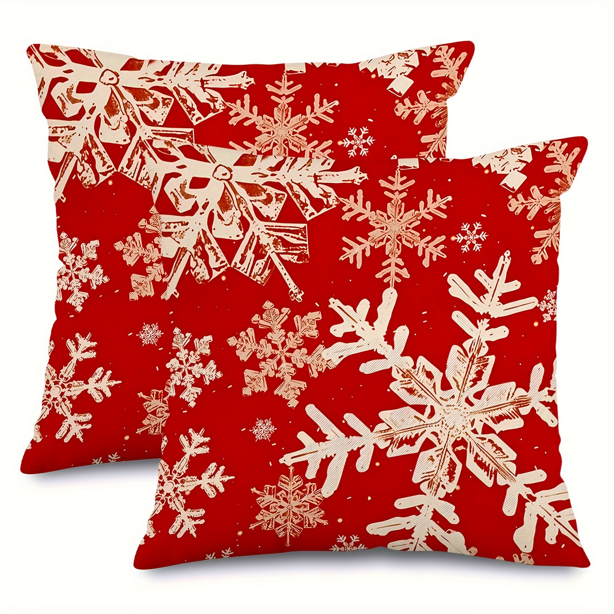 

2pcs Red Christmas , 100% Linen Cushion , , For , , Bed, - 16x16/18x18/