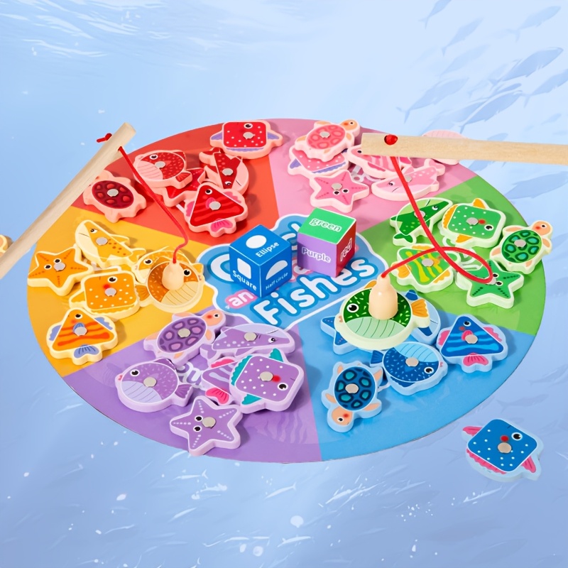 wooden magnetic fishing game kids color recognition Temu Philippines