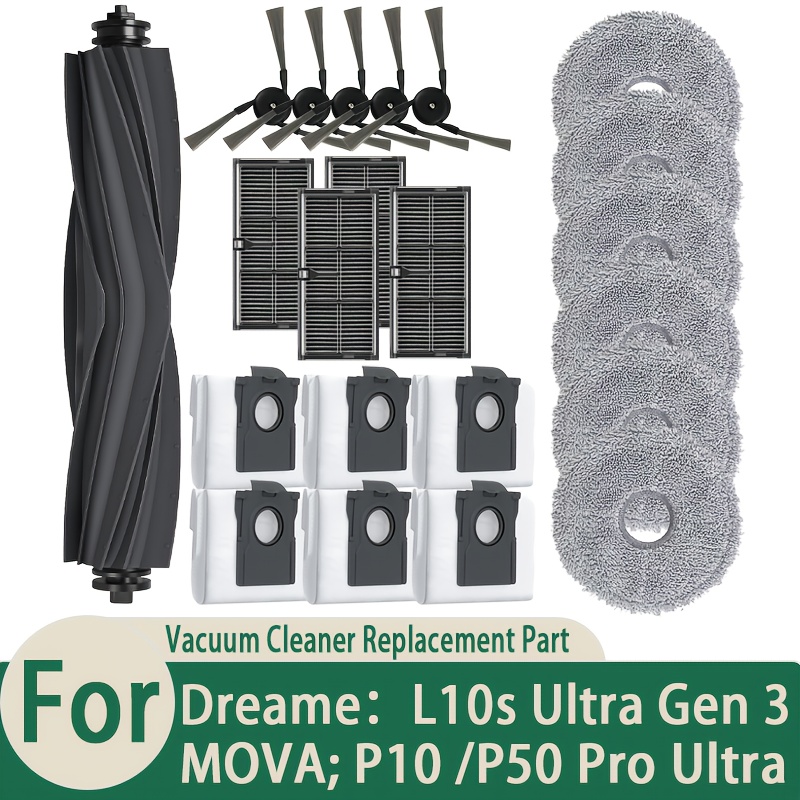 TEMU Set di ricambio accessori da 22 pezzi per aspirapolveri robot P10/P50 Pro L10S 3, 4 filtri HEPA, 6 panni per , 1 spazzola principale in gomma, 5
