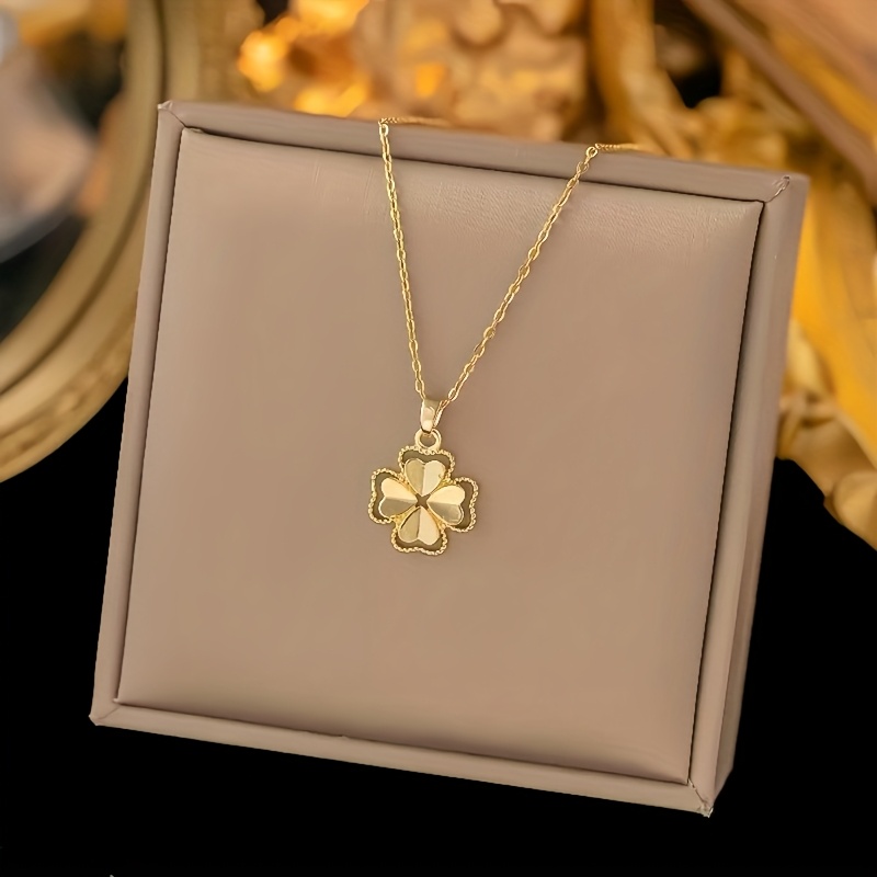 Image of High-quality Hypoallergenic Elegant Titanium-plated -shaped Women's Pendant Stainless Steel Necklace, Hypoallergenic, Fashionable, Luxurious, And Easy, Suitable For Daily Wear And Gifts