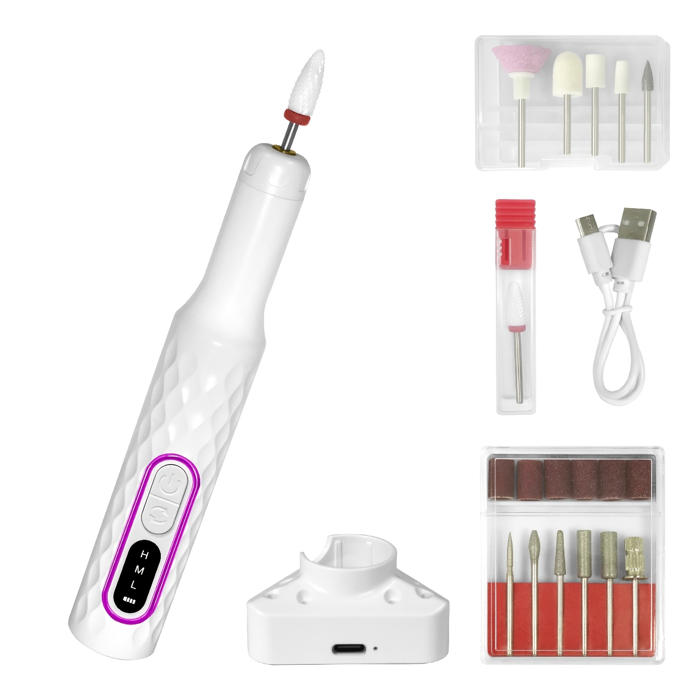 TEMU Electric Nail Drill With Portable File And Accessory Bits For Manicure And Nail Care, Featuring Adjustable Speed.