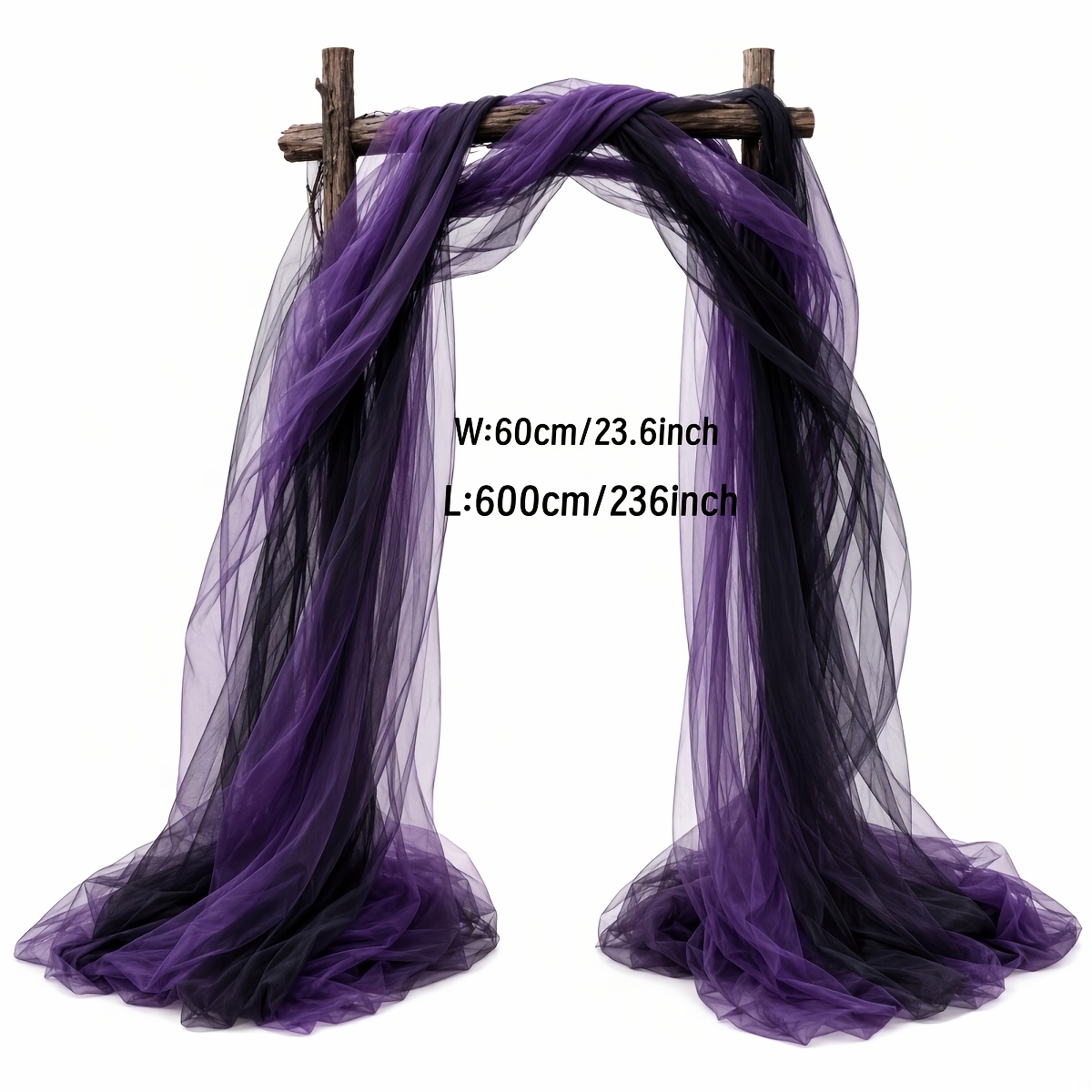 TEMU 2pcs Color-block Long Transparent Gauze Fabric, 23.6 X 236 Inches, Gothic Style Halloween Atmosphere Sheer Fabric, Free To Cut ; Suitable For