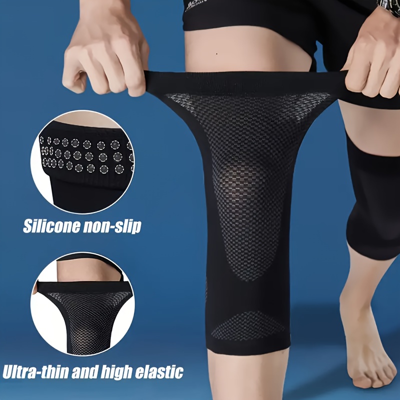 1 Pair Ultra-thin Breathable Knitted Knee Support Sleeve - , Elastic Compression For Mobility For Home Use And Air-conditioned Rooms