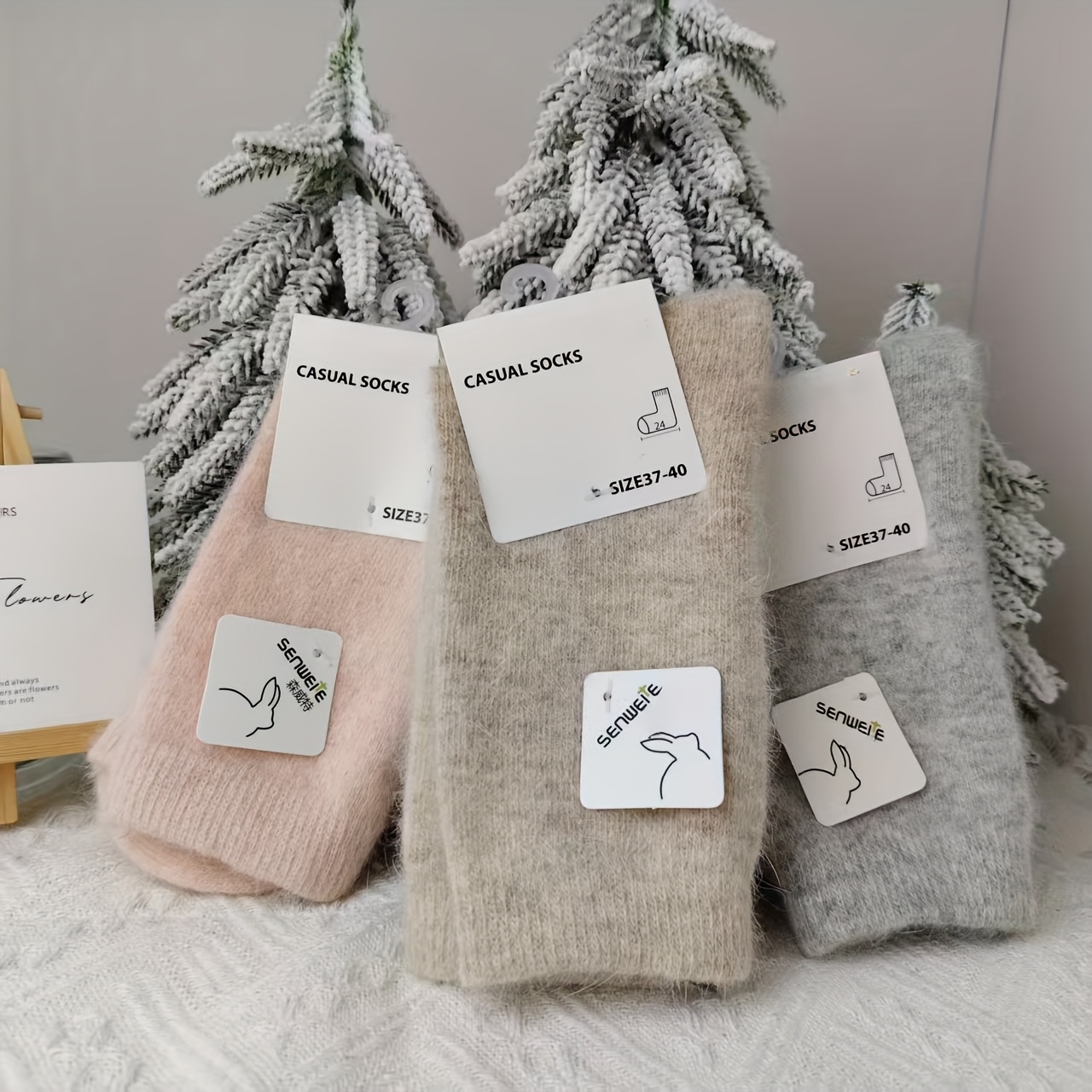 Image of 3 Pairs Of Women's Socks For Autumn And Winter, Mid-calf Length, Thickened For , Featuring A Easy Solid Versatile For Commuting! Soft And Warm Socks For Cold Weather!