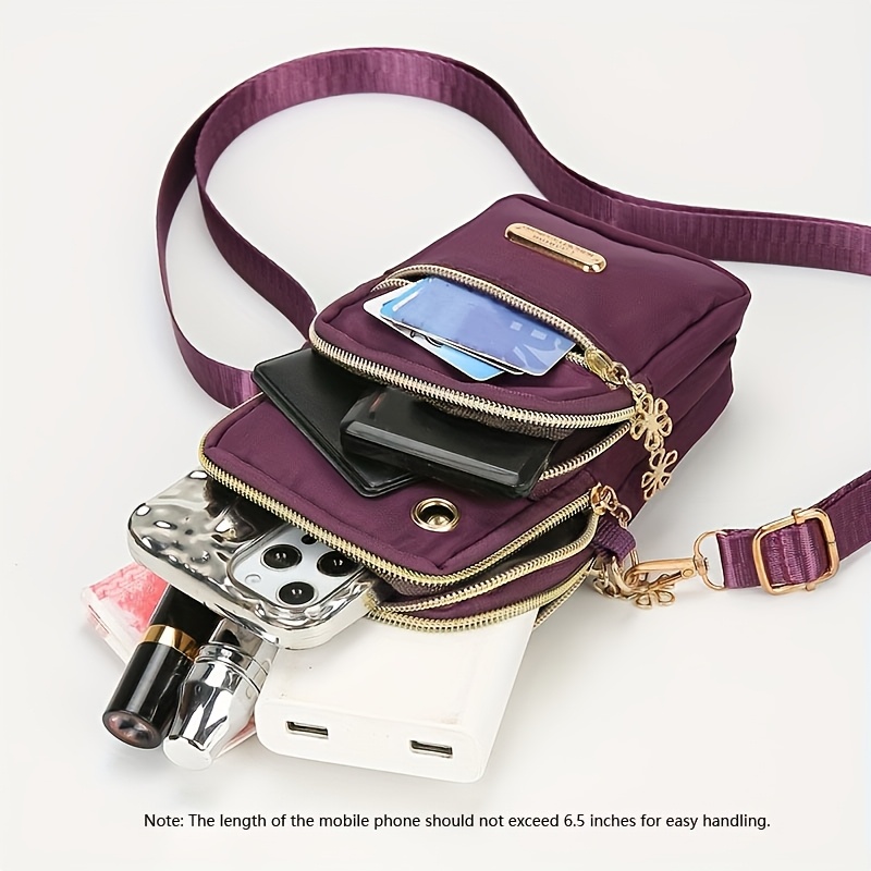 1pc Women's Fashion Crossbody Cell Phone Purse, Casual Multi-Pocket ZipShoulder Bag with Adjustable Strap, Compact Sports Coin Pouch AndEarphone Holder for Daily Travel Commute Certificate Storage