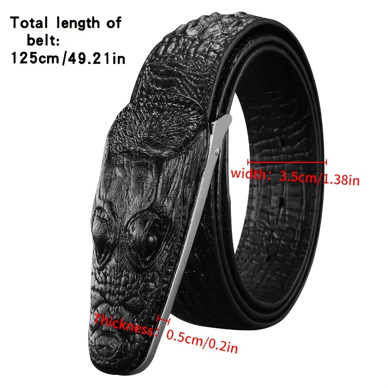 Men's Crocodile Pattern Faux Leather Western Cowboy Belt