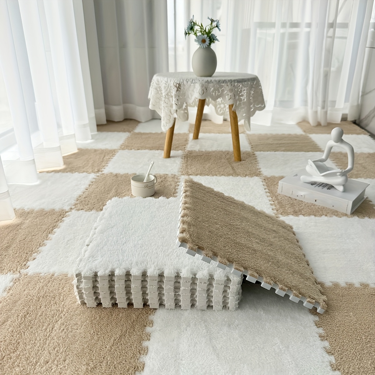 50 teiliges set [teppichset] flanell teppich set wohnzimmer